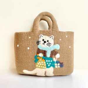 Kitten shopping tote felt bag