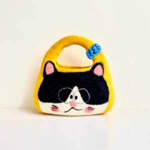 Yellow-base cow glasses cat felt bag